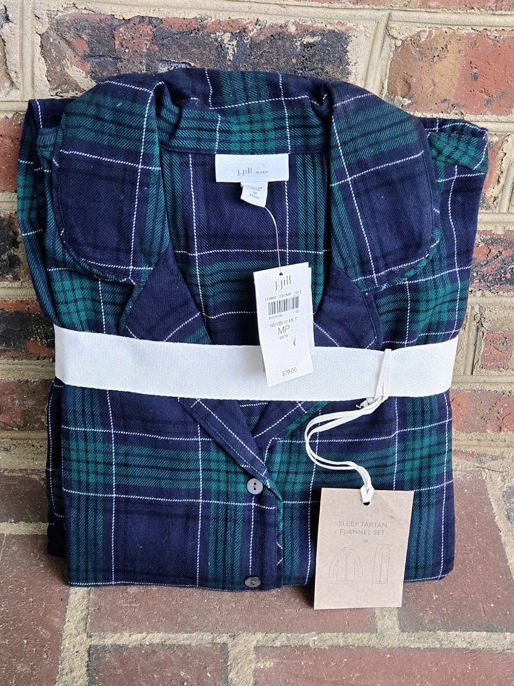 J. Jill Navy & Green Plaid Flannel Pajama Set